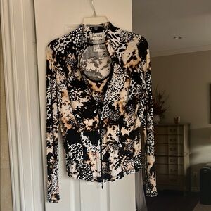 Two piece Joseph Ribkoff Animal Print Zip-Up Jacket with matching Tank Top